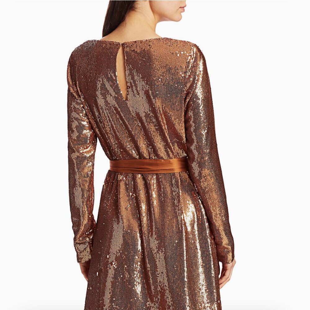 Ramy Brook Copper Long Sleeve Sequin Hallie Dress Womens XS - Picture 11 of 12